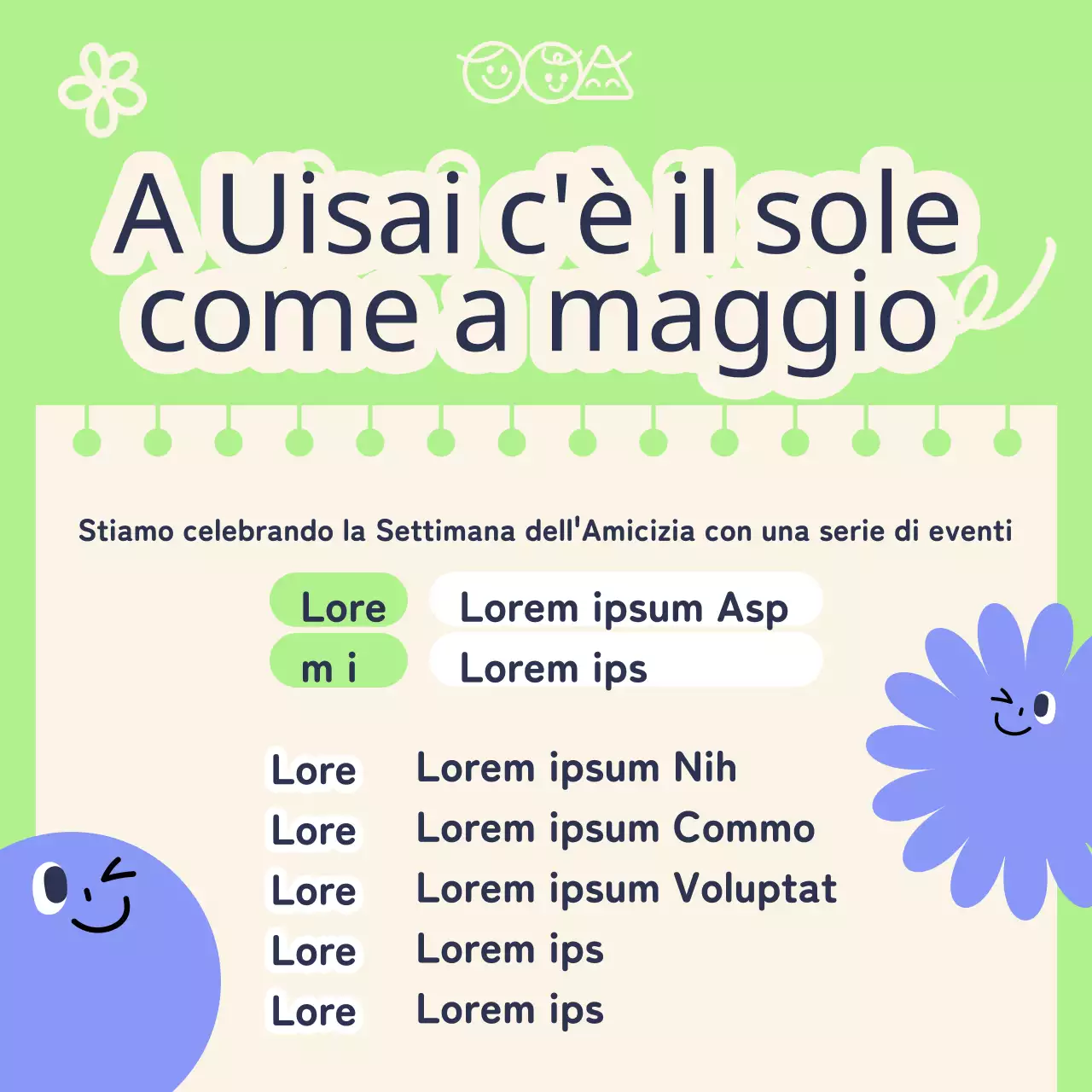 Promuovete il vostro evento della Settimana dell'amore per i vostri amici in viola e chartreuse