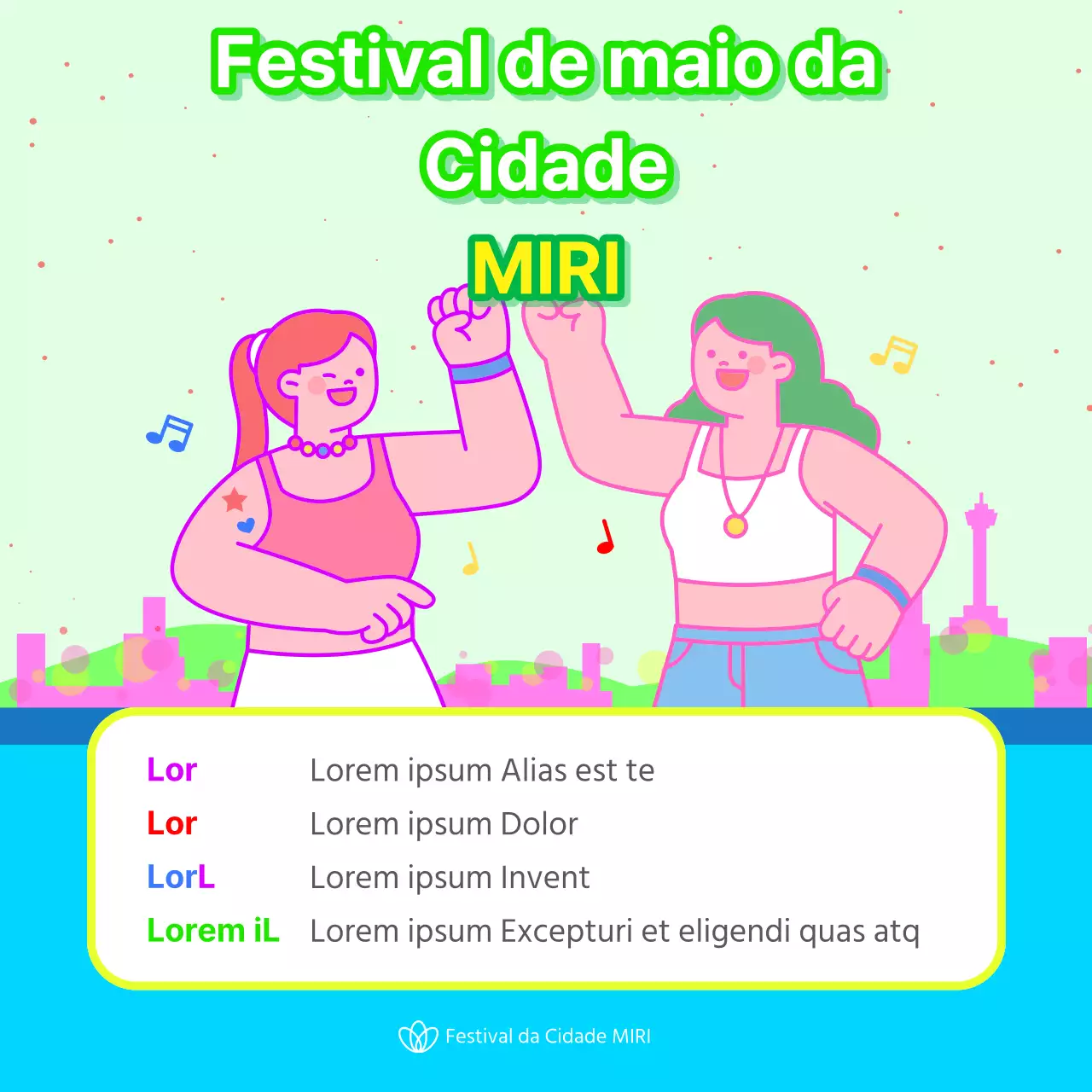 Folheto do festival em verde e amarelo