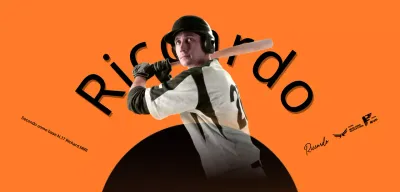 Design sportivo con titoli in grassetto e foto di giocatori