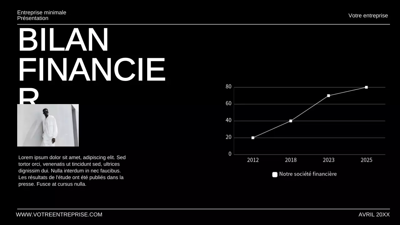 Présentation d'entreprise minimale en noir et blanc