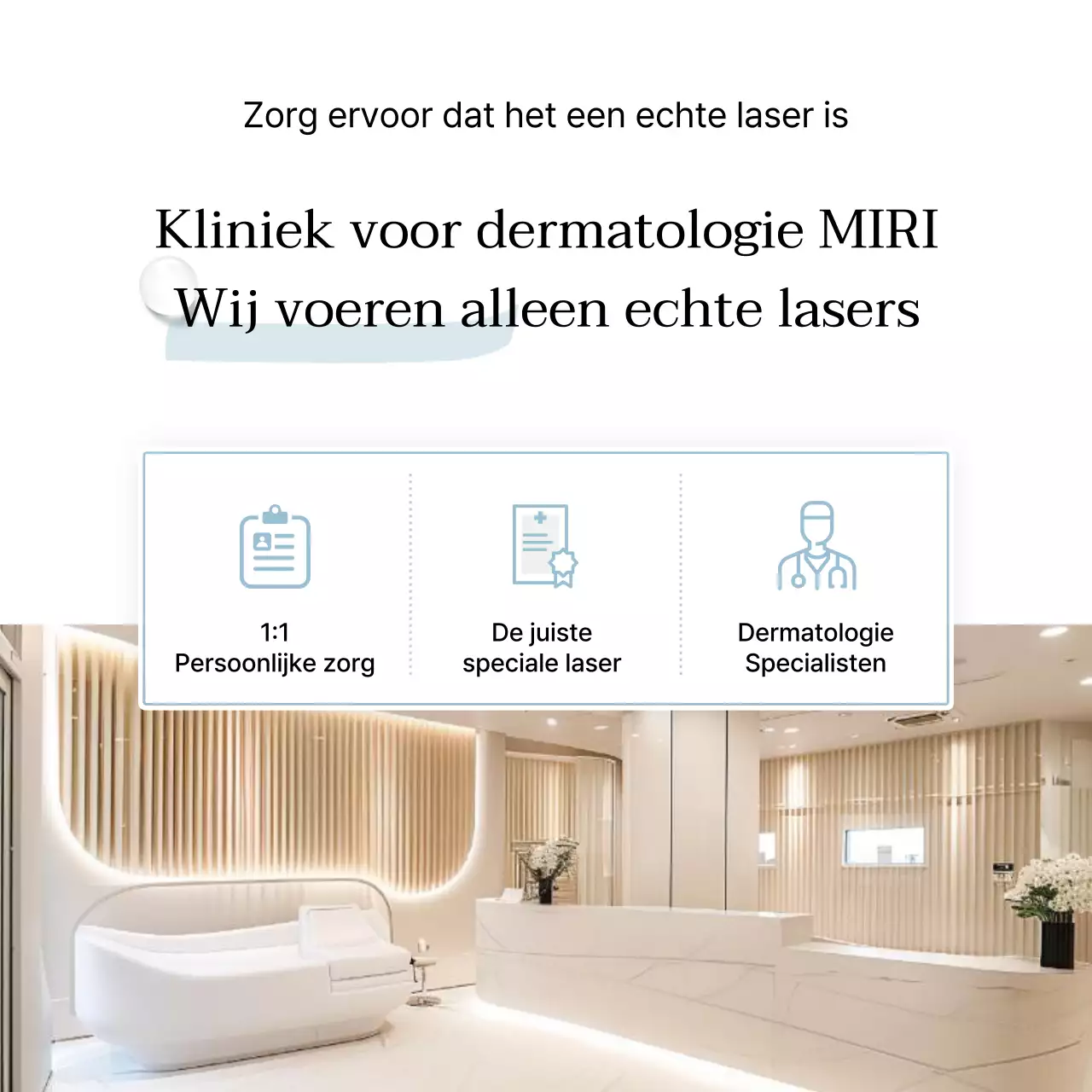 Social media kit voor ziekenhuismarketing om een eenvoudige dermatologiepraktijk te promoten in wit en lichtblauw.