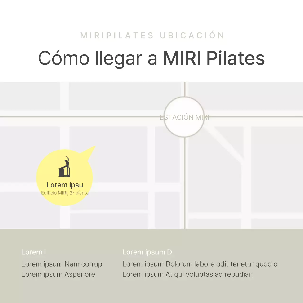 Anuncio de marketing en redes sociales de Pilates moderno en beige y amarillo