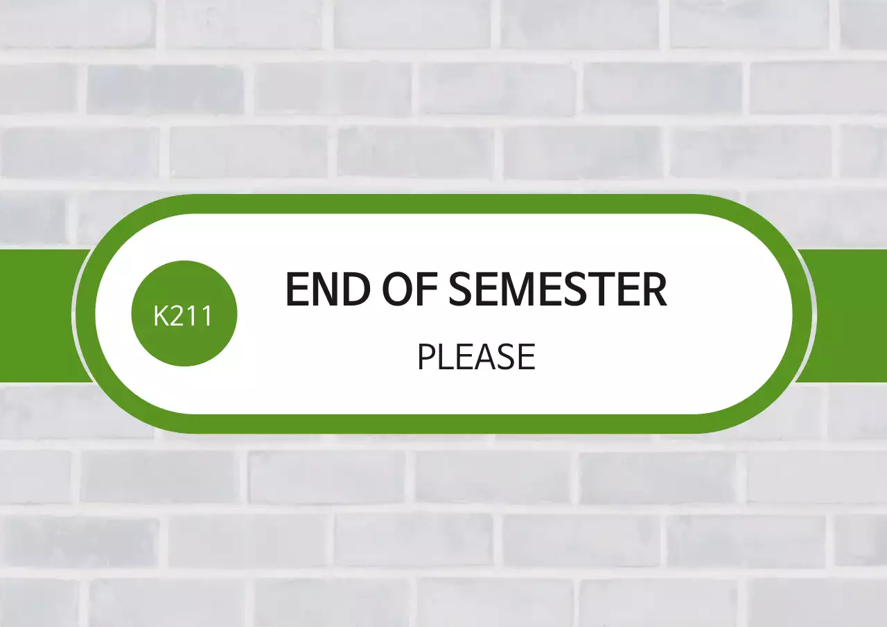Green Simple Semester Notice Poster
