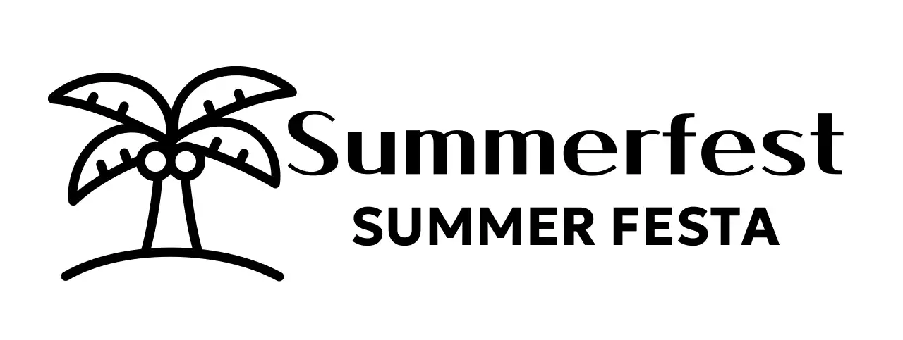 A cool summer festival celebration with palm tree illustrations