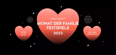 Festival-Design mit Farbverlauf Herzen auf einem schwarzen Hintergrund