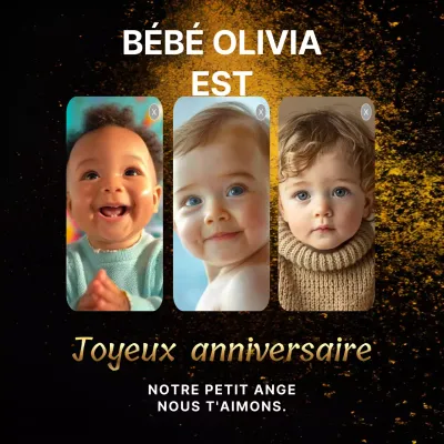 Flyer "Joyeux anniversaire" en or et noir