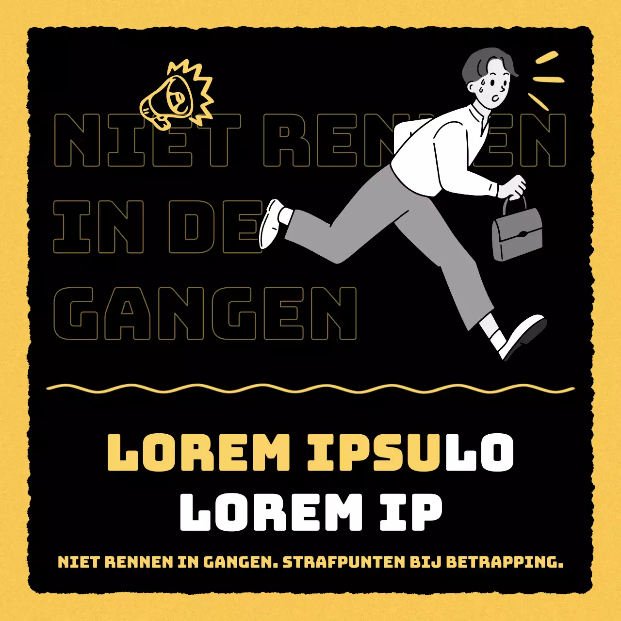 Kitscherige gele, zwarte en witte boetebrieven