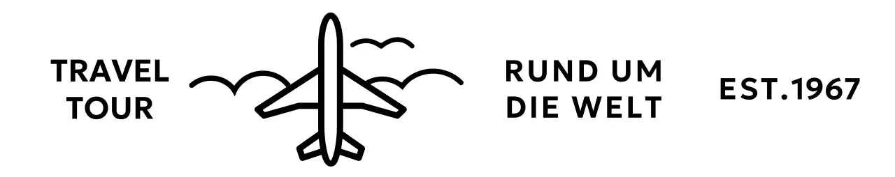 Cooles und einfaches Reisebüro mit Flugzeug- und Wolkenillustrationen