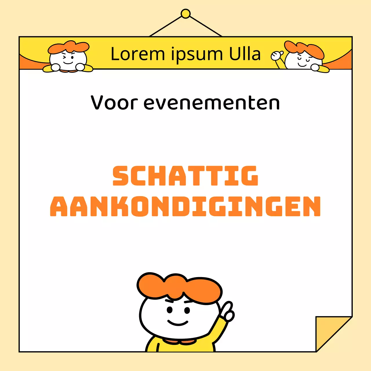 Een eenvoudige aankondiging voor Kinderdag in geel en oranje