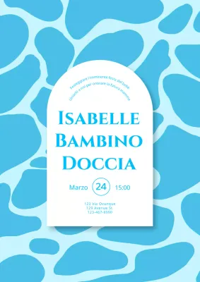 Invito per baby shower astratto blu e bianco