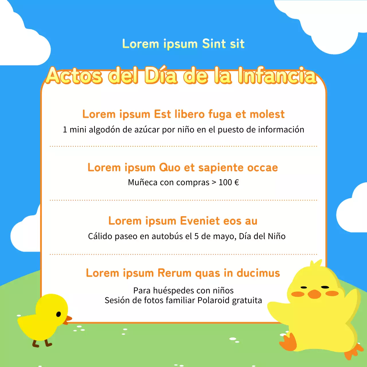 Anuncie un bonito acto amarillo y verde del Día del Niño