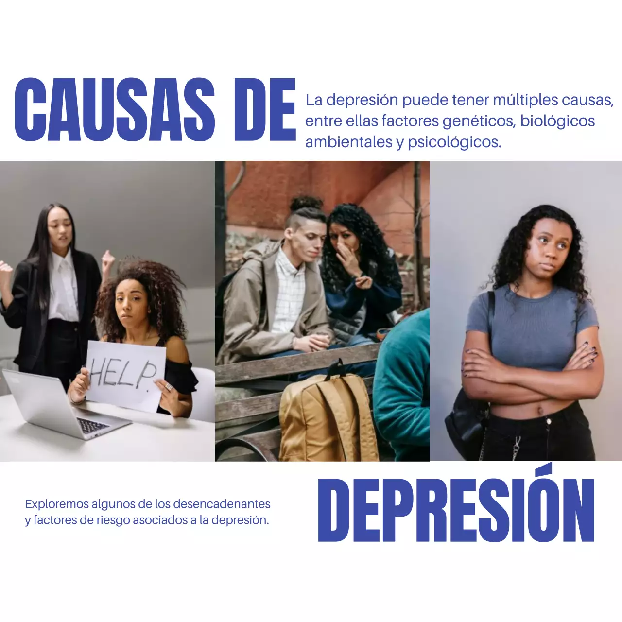 Azul y blanco moderno Comprender la depresión Introducción