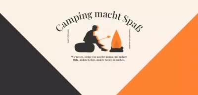 Camp-Design mit Illustration einer Person, die Marshmallows röstet