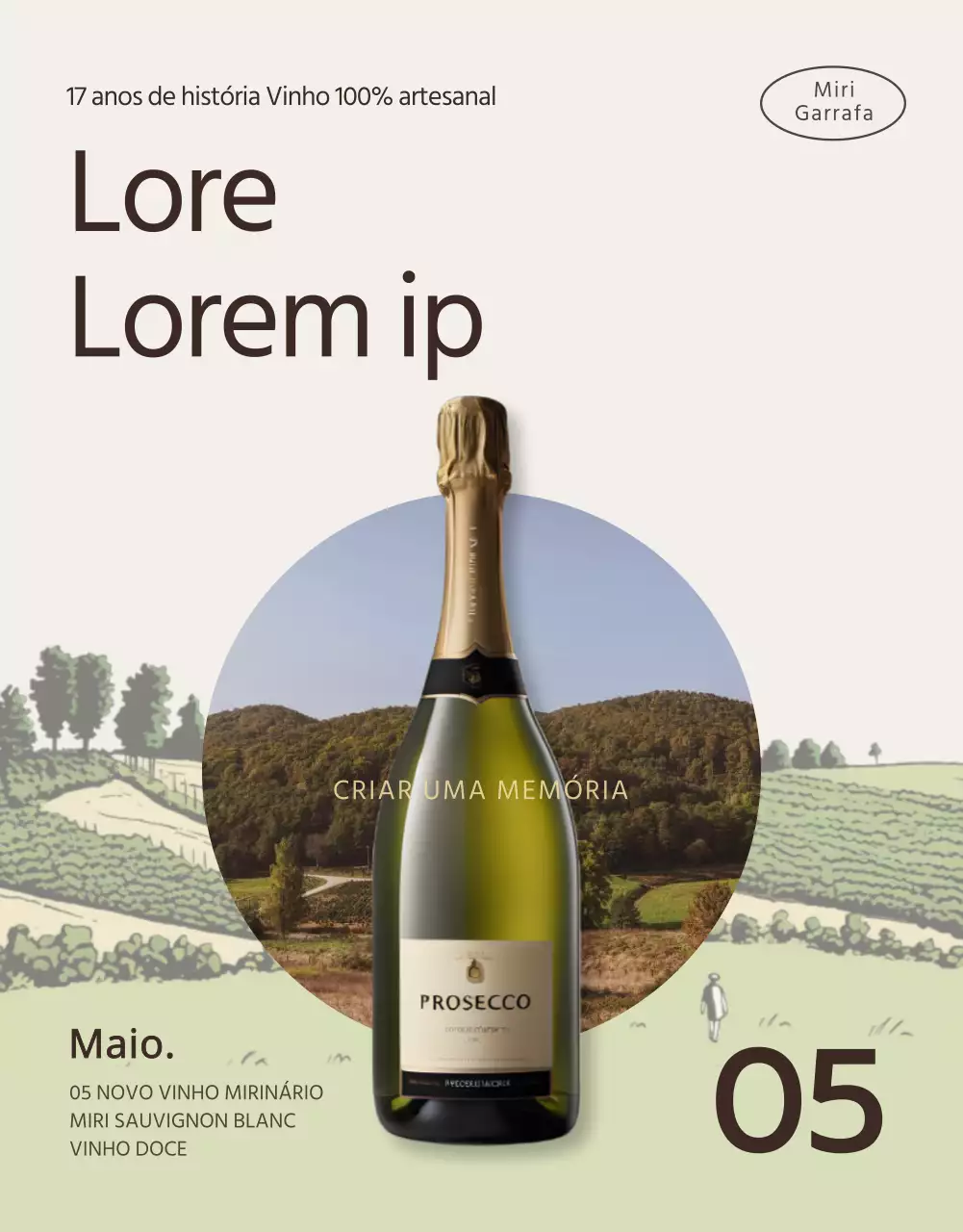 Promover descrições de vinhos finos em chartreuse e caqui