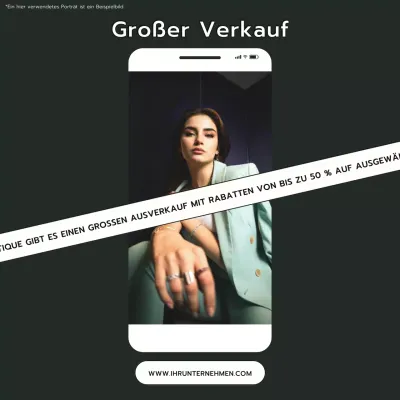 Schwarz und Weiß Elegante Frau Boutique Grand Sale Promotion