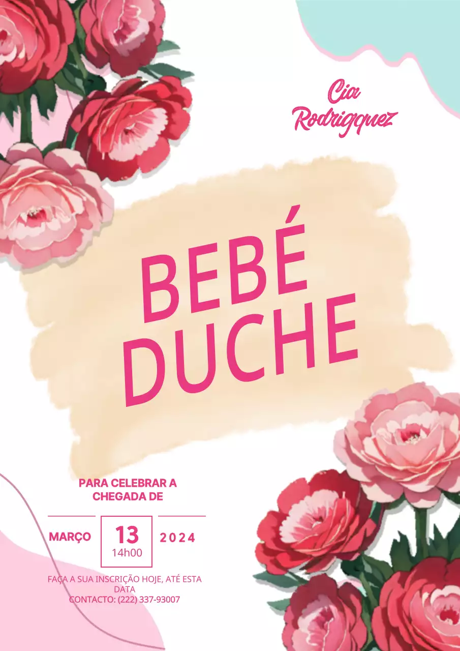 Convites de chá de bebé rosa floral chique