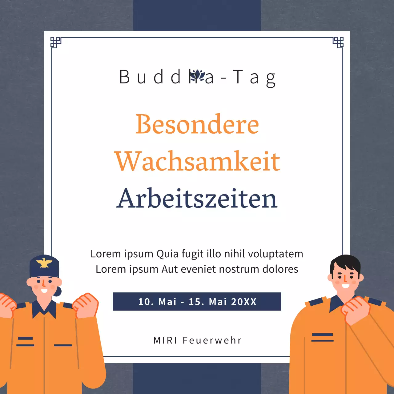 Förderung des traditionellen orangefarbenen und marineblauen chinesischen Neujahrsfeuers