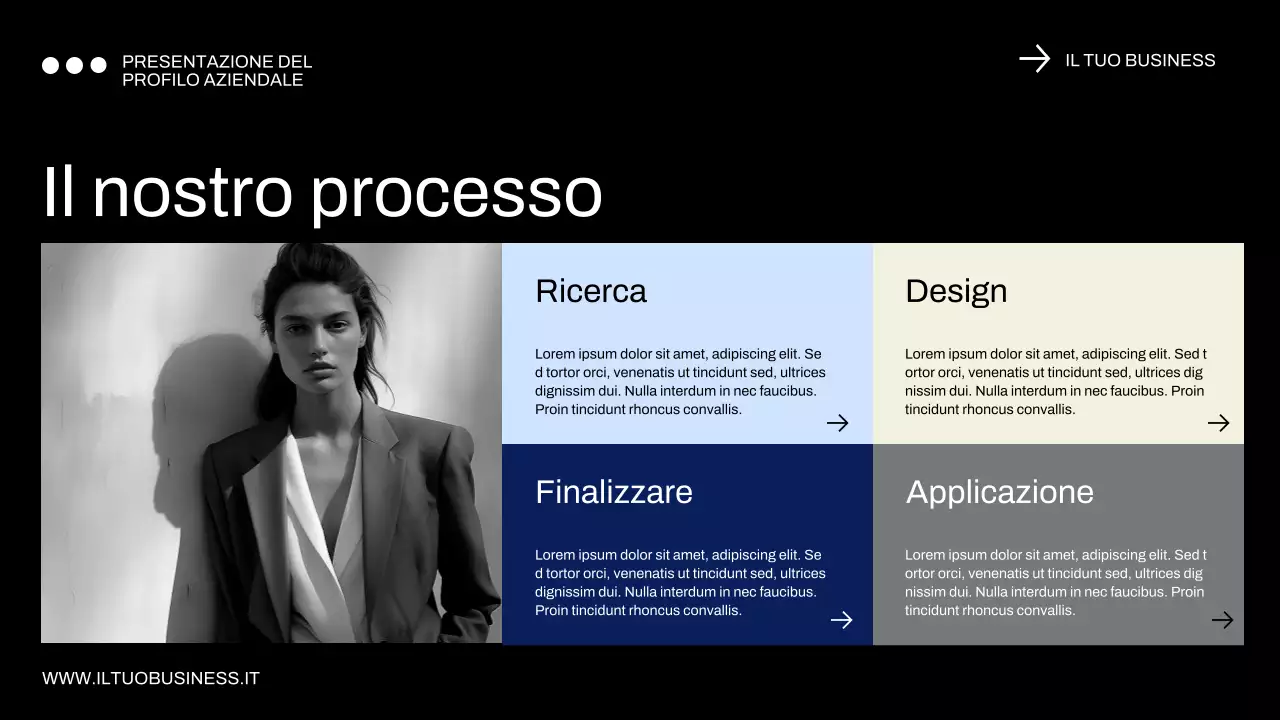 Profilo aziendale minimale blu e nero