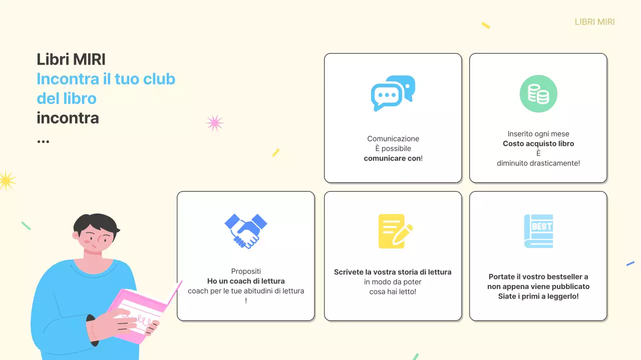 Promuovere l'adesione a un club del libro giallo e azzurro