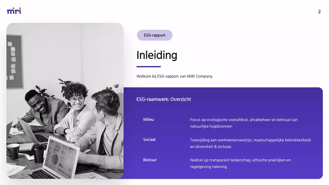 Paars en Oranje Modern ESG-bedrijfsrapport