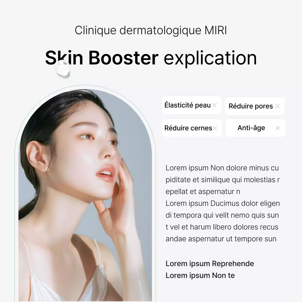 Kit de médias sociaux de marketing hospitalier pour promouvoir un simple cabinet de dermatologie en blanc et bleu clair.