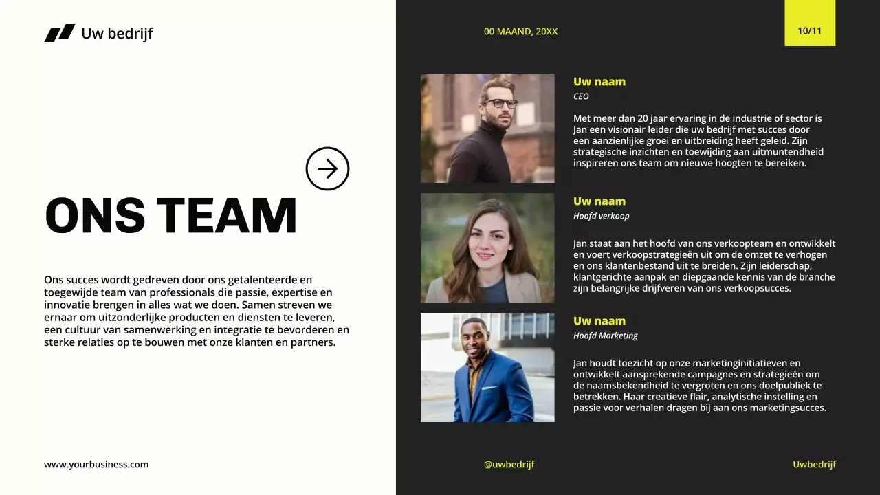 Geel Zwart Minimal Modern Bedrijfsprofiel voor Bedrijfsintroductie