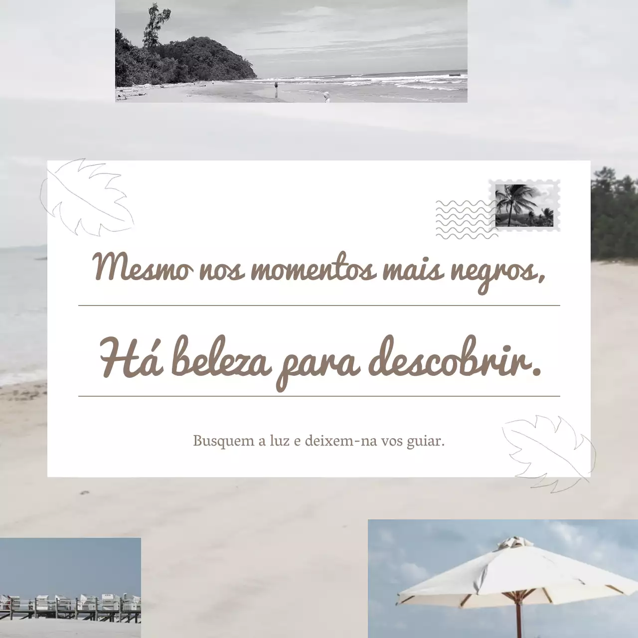 Memorando com citações motivacionais em branco e bege