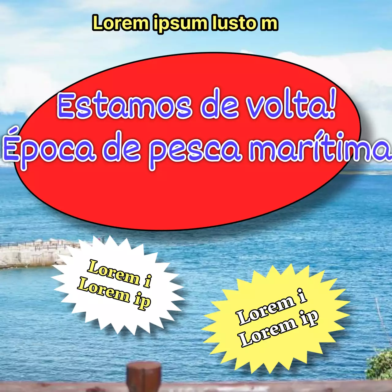 Promover a experiência de pesca marítima azul e amarela