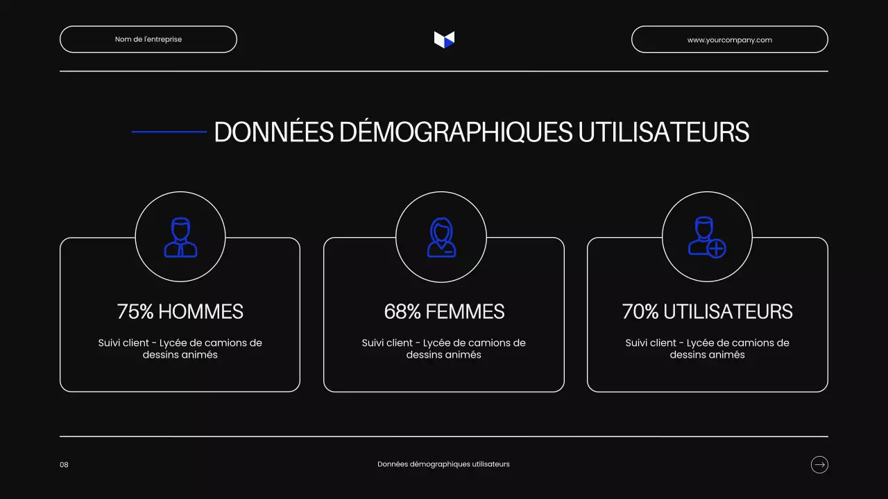 Pitch d'entreprise minimaliste en noir et blanc