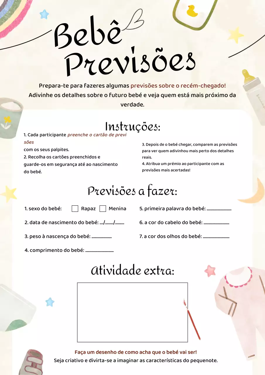 Actividades para o chá de bebé em tons de marfim e bege natural