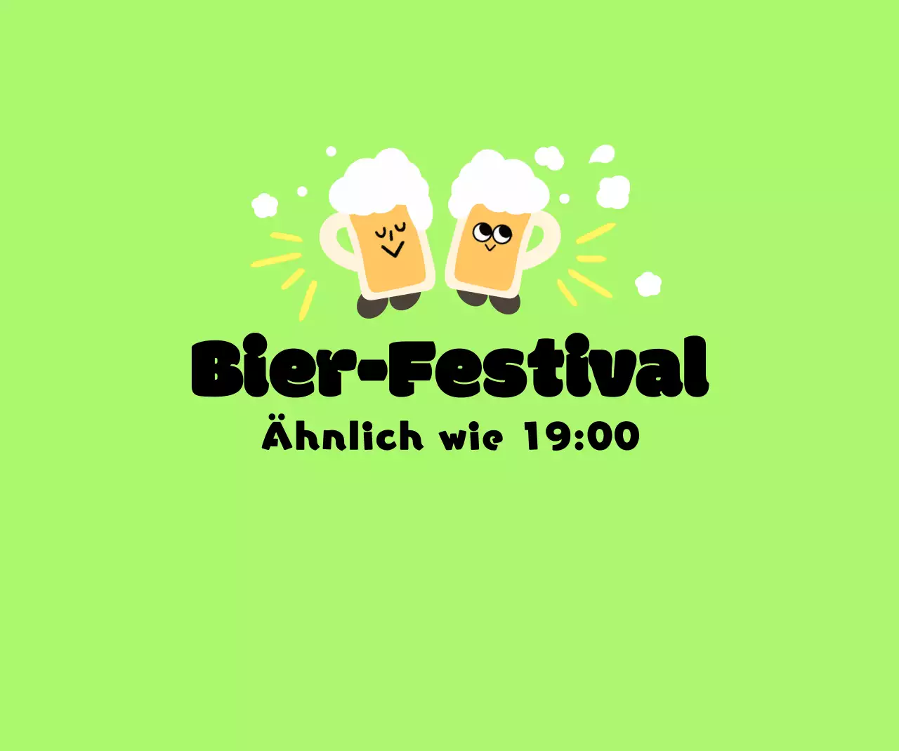 Ein niedliches Fest mit Bierfiguren und Feuerwerkskörpern