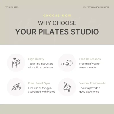 Beige Minimal Pilates Promotion Social Media Post