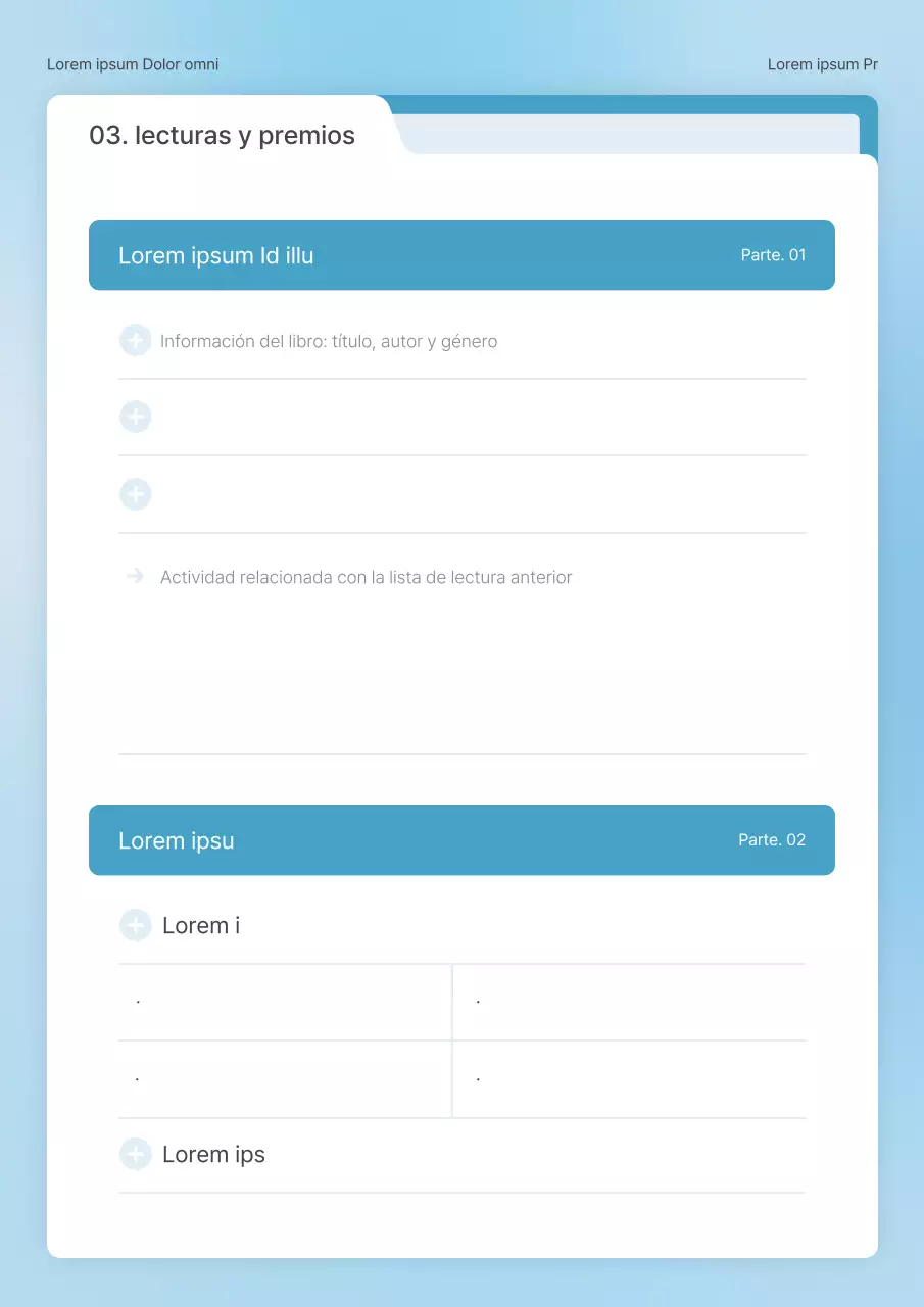 Un concepto sencillo de carpeta en azul claro y blanco para una agenda escolar