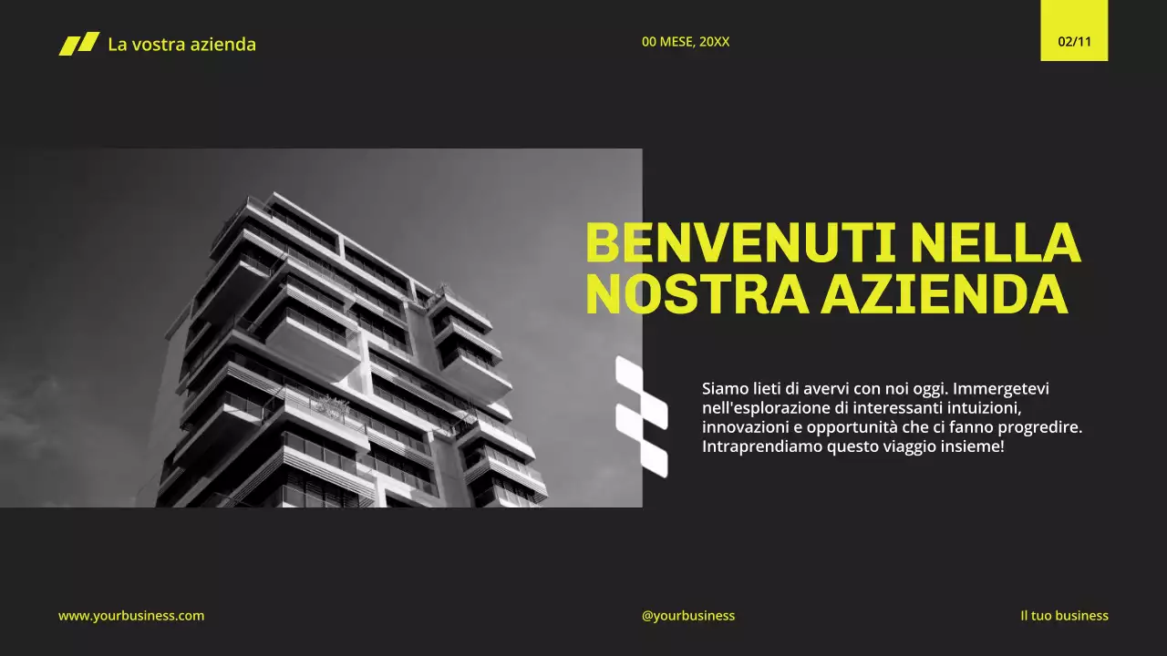 Giallo Nero Minimal Modern Business Company Profile for Company's Introduction (Profilo aziendale moderno e minimale per l'introduzione dell'azienda)