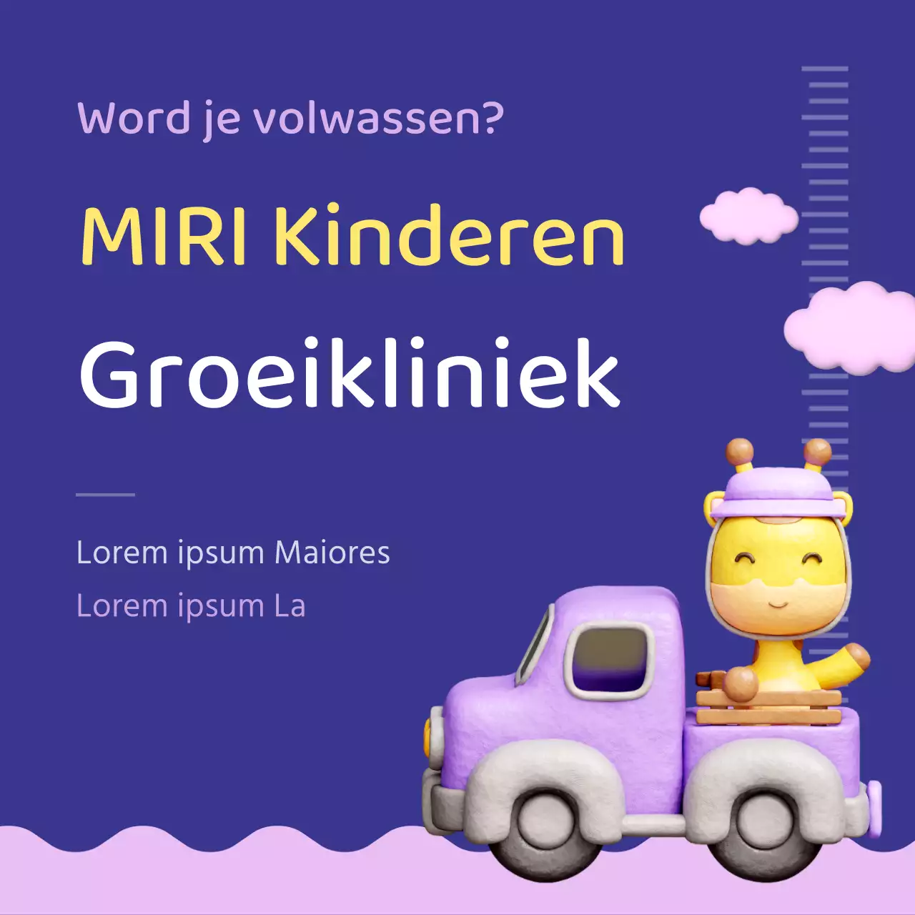 Een paarse en roze, knuffelige groeikliniek promoten