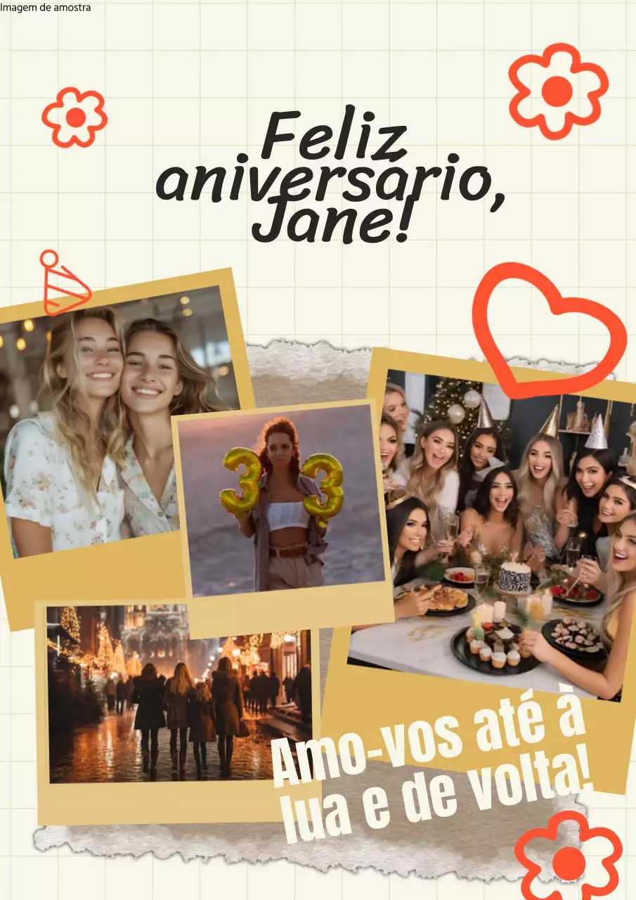 Vídeo de felicitação de aniversário moderno laranja bege
