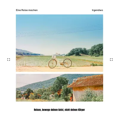 Minimalistische weiße und hellblaue Sentiment- und Reisefotoanzeige