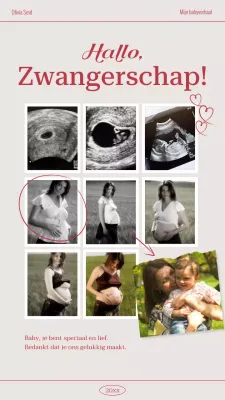 Een eenvoudige zwangerschapspost in beige en rood