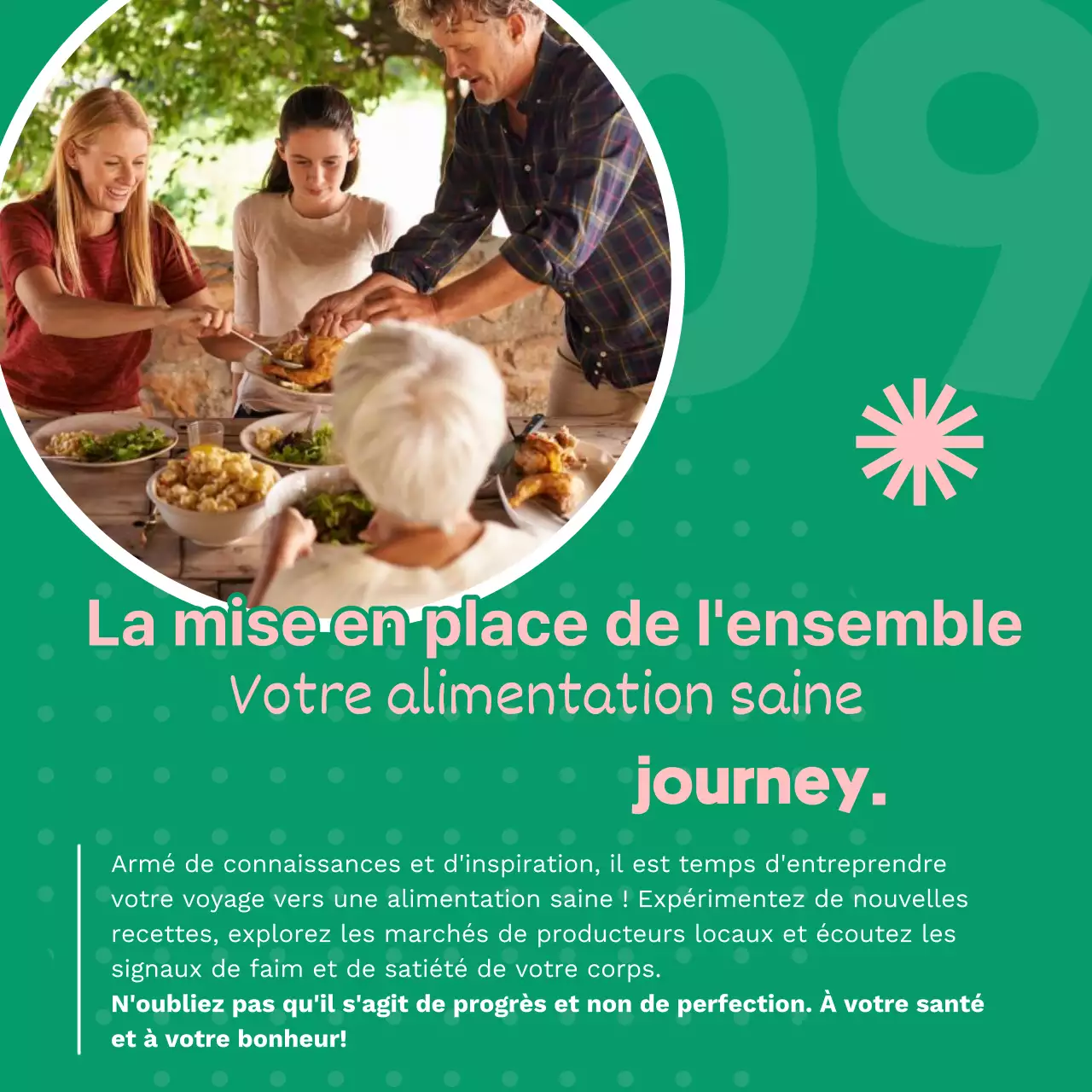 Publicité pour les aliments frais et sains, verts et roses