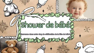 Publicité pour la baby shower en vert et gris