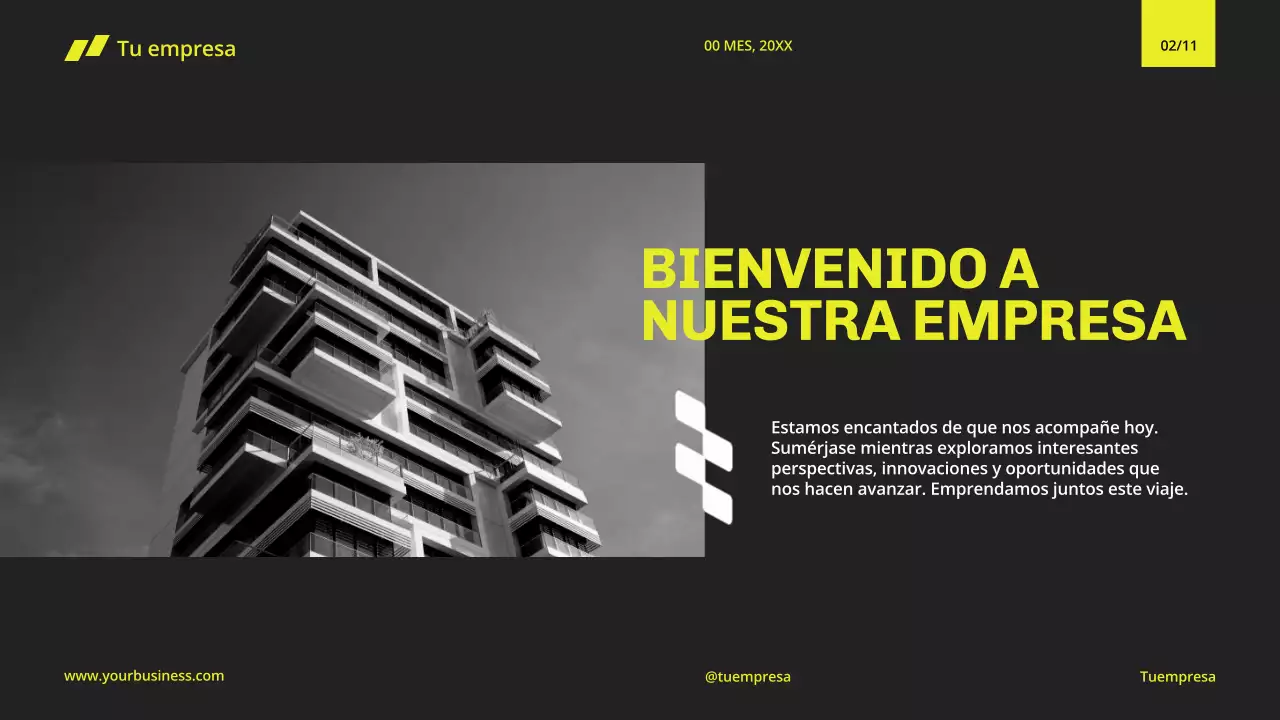 Amarillo Negro Minimal Moderno Perfil de Empresa para Presentación de Empresa