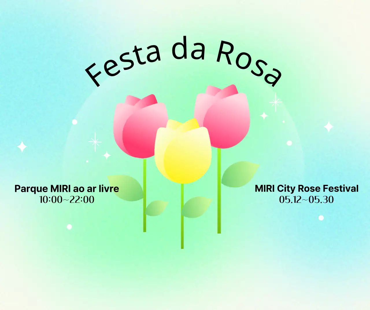 Festa das flores com ilustrações florais e fundos com gradientes para um ambiente luminoso e alegre