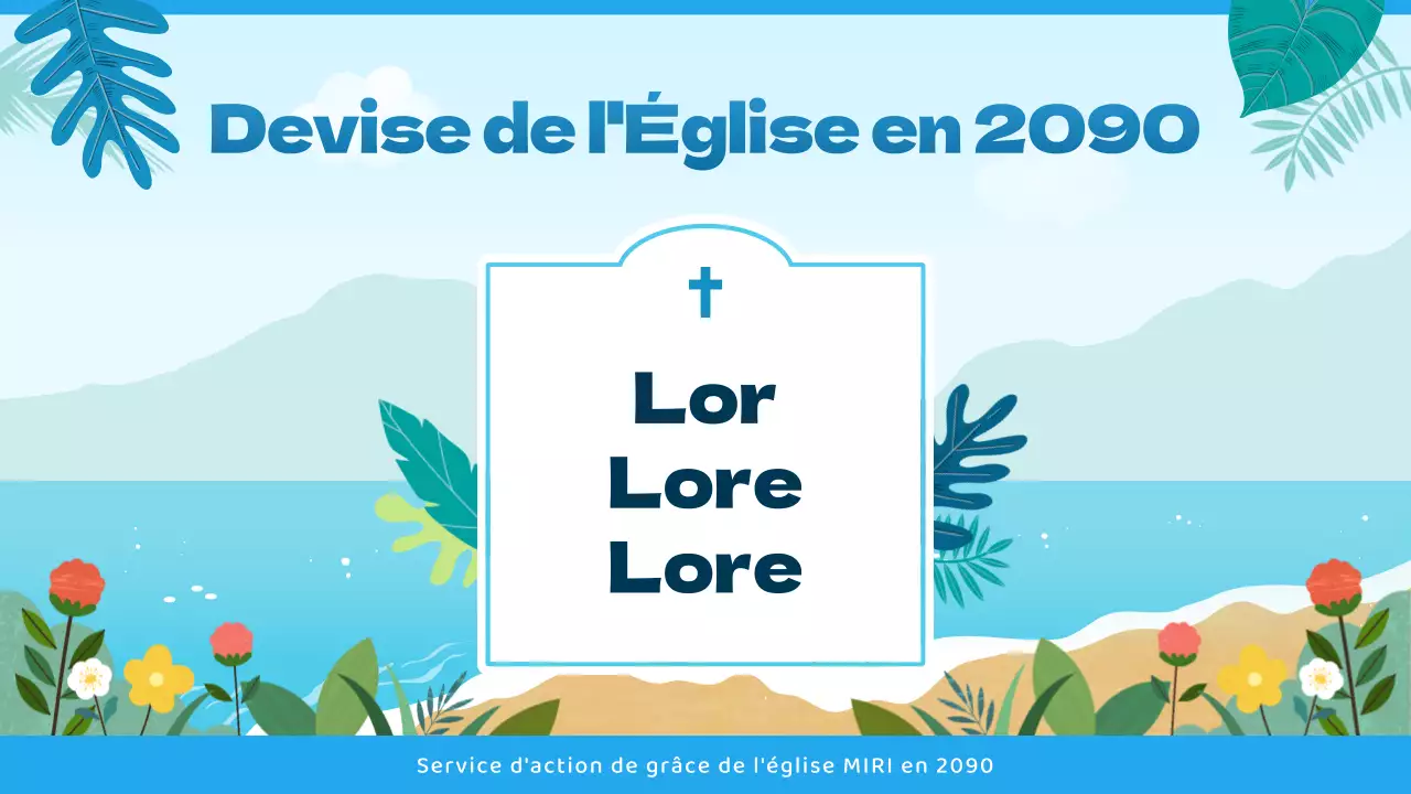 Guide de service religieux avec une touche tropicale en bleu et bleu clair