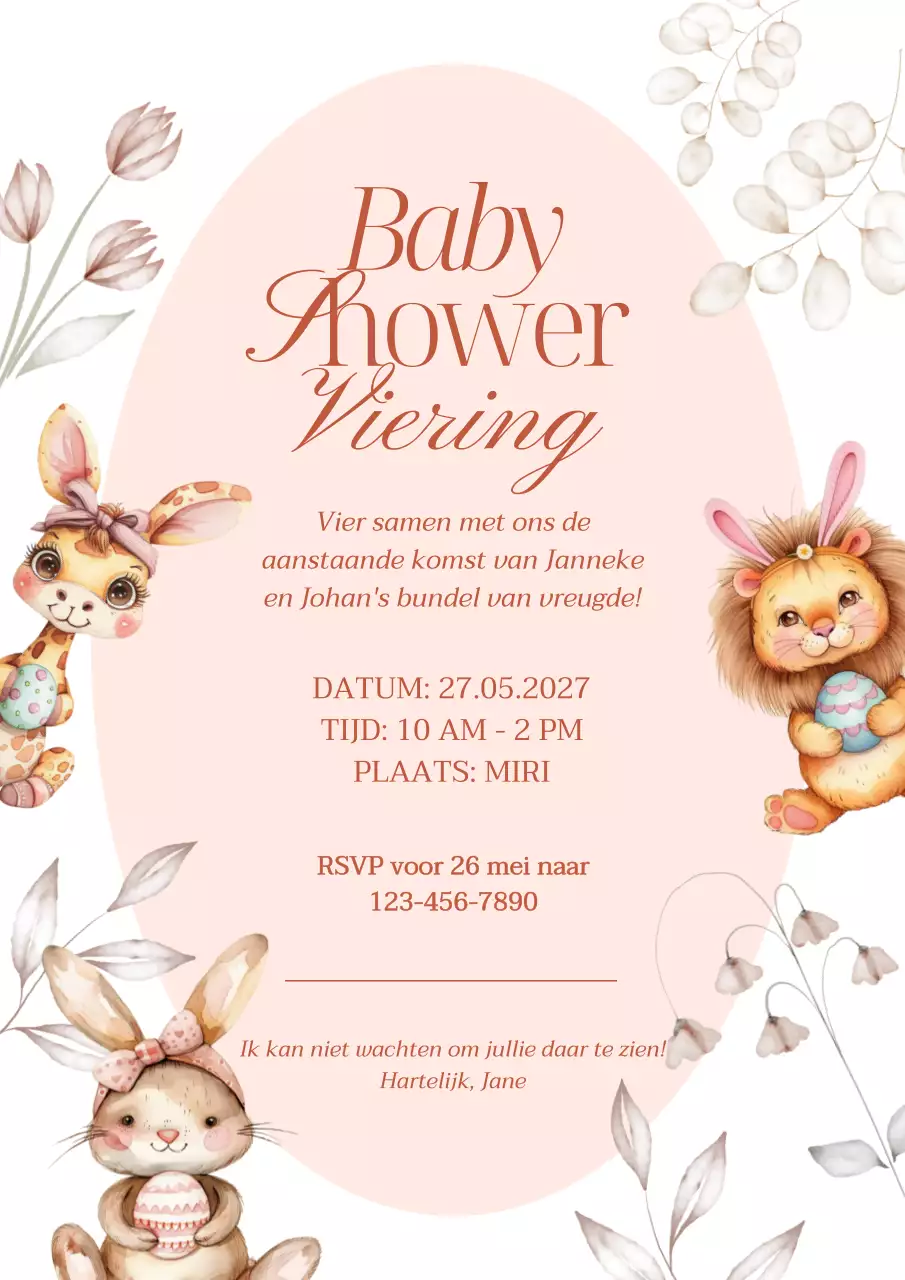 Roze Wit Modern Baby Shower Celebration Uitnodiging