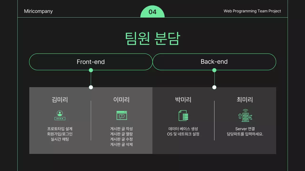 검정과 초록의 심플한 웹개발 기획서