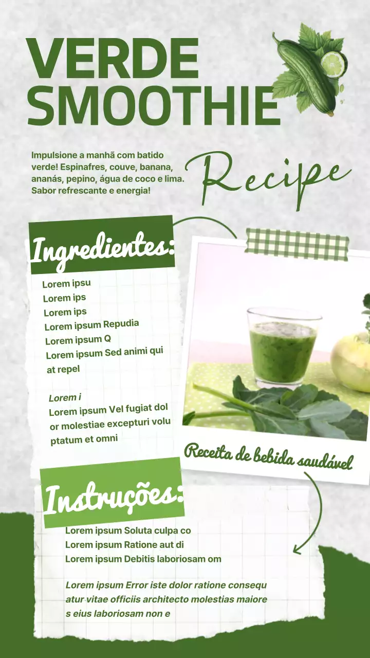 Receita de batido natural verde refrescante