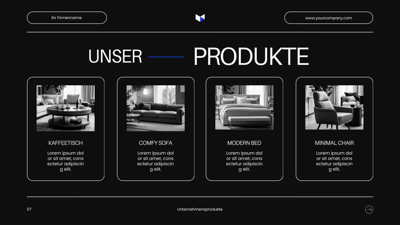 Schwarz und Weiß Minimalist Business Produkt Pitch