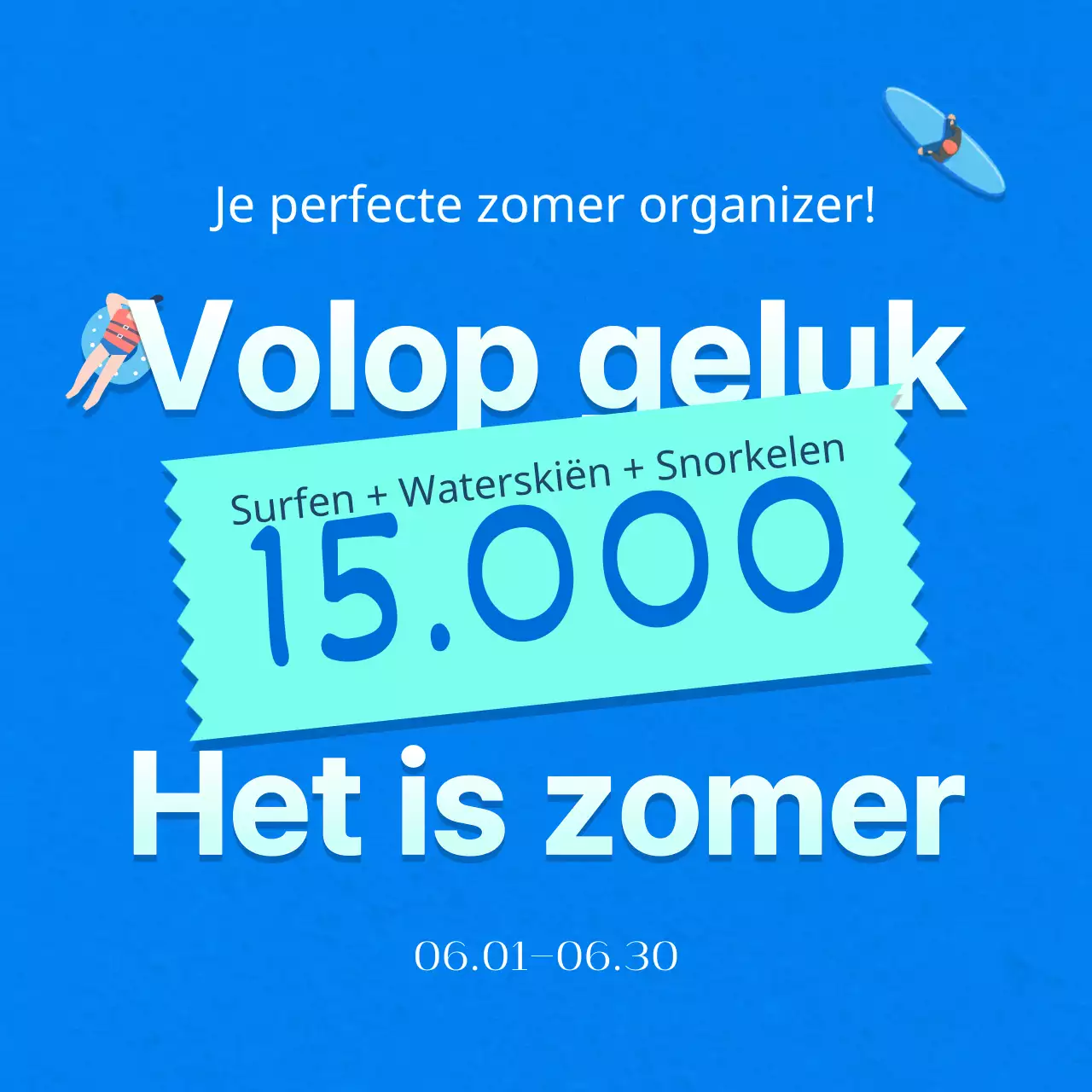 Zomersportreclame met de nadruk op blauw