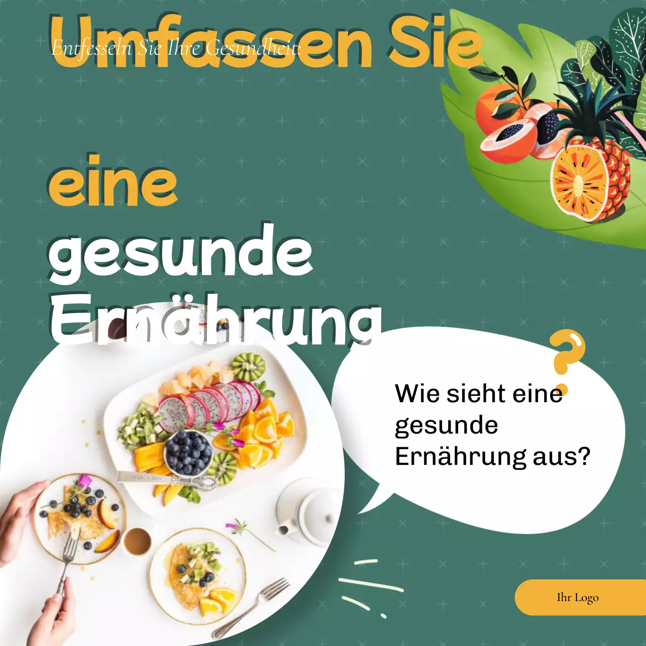 Grüne und gelbe moderne Werbung für gesunde Ernährung und Diät