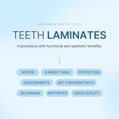 Promoting a simple white and light blue dental practice to inform patients about the practice's procedures